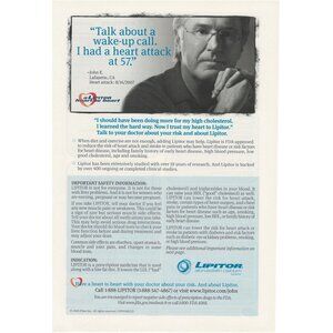 Lipitor Cholesterol Medication Information Brochure Full Page Ad u